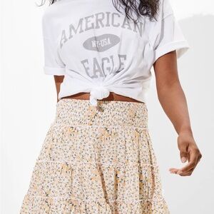 American Eagle Women's Floral Skirt - Cream S